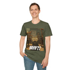 Cat Meme T-Shirt — "WHY?!" Funny Wide-Eyed Cat Graphic Tee