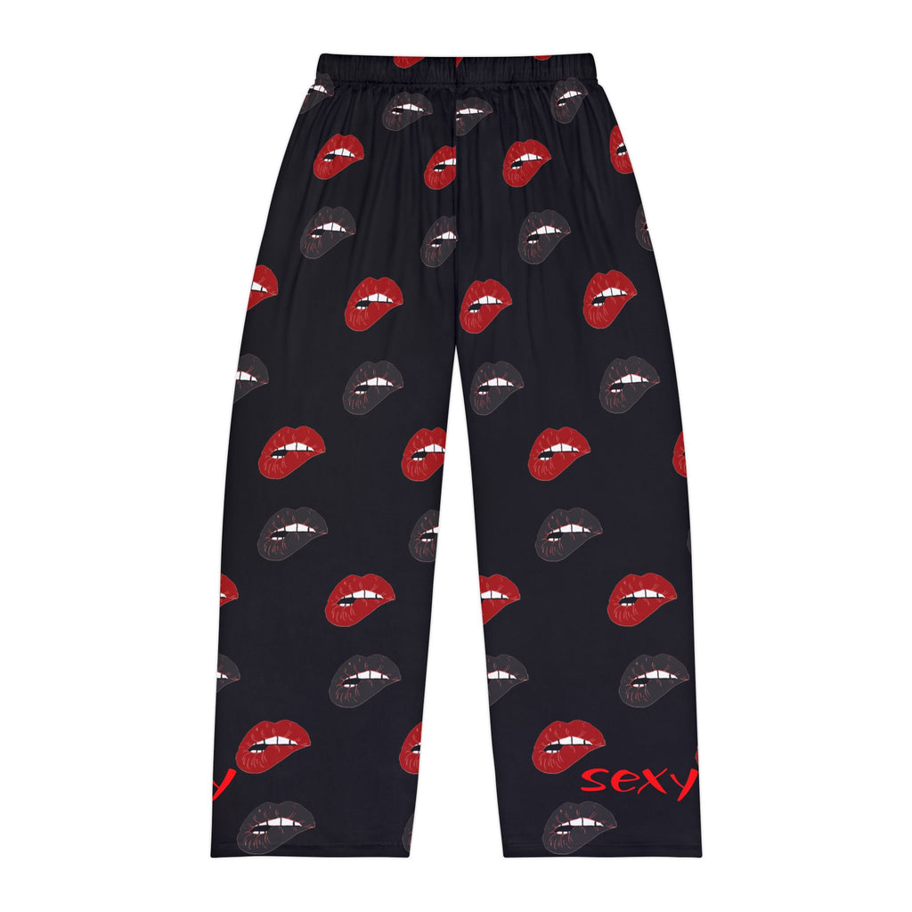 Men's Lip Print Valentine Pajama Pants — Sexy Red & Black Lounge Sleepwear
