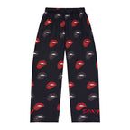 Men's Lip Print Valentine Pajama Pants — Sexy Red & Black Lounge Sleepwear