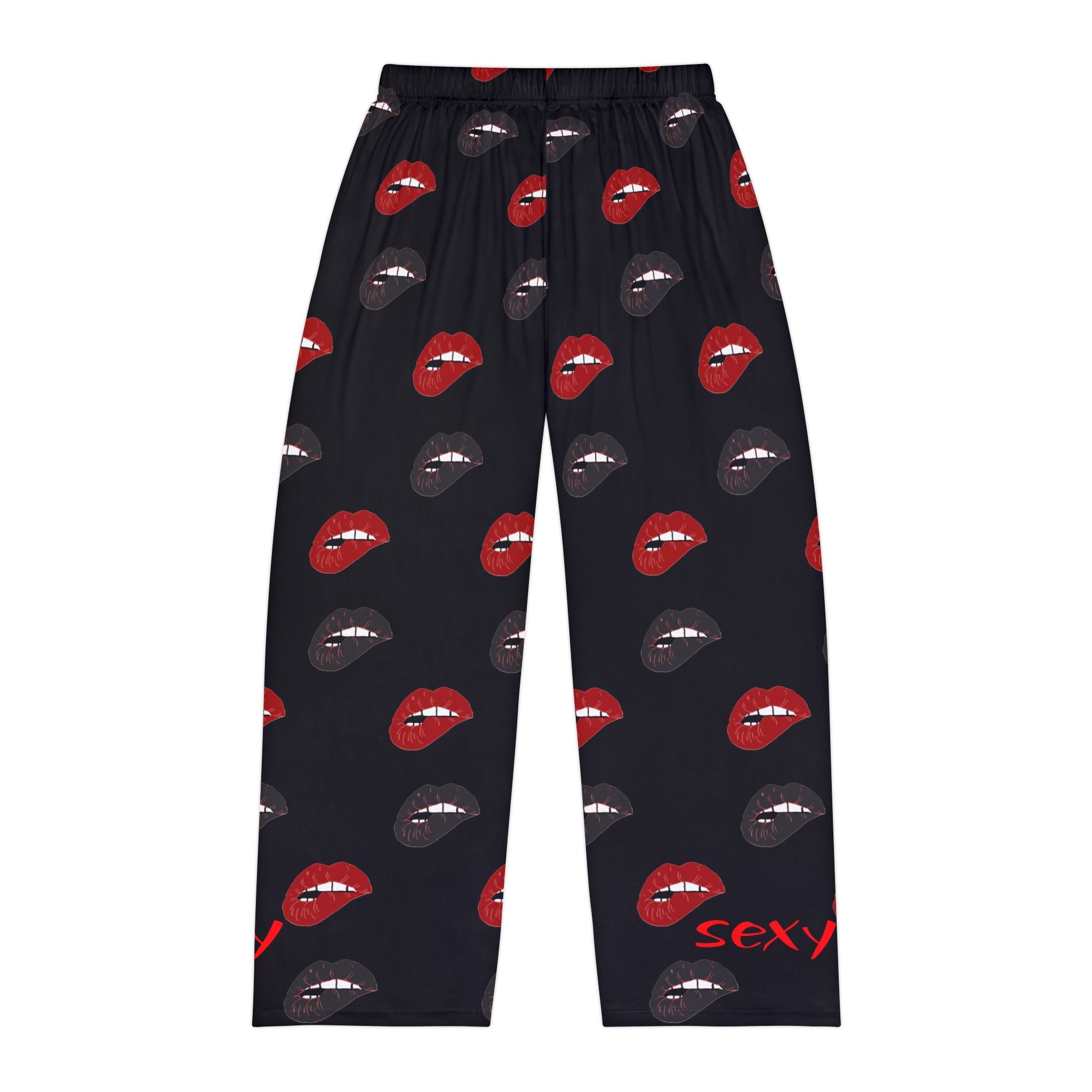 Men's Lip Print Valentine Pajama Pants — Sexy Red & Black Lounge Sleepwear