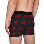 Heart Pattern Men’s Boxers — Red Kiss Black Underwear