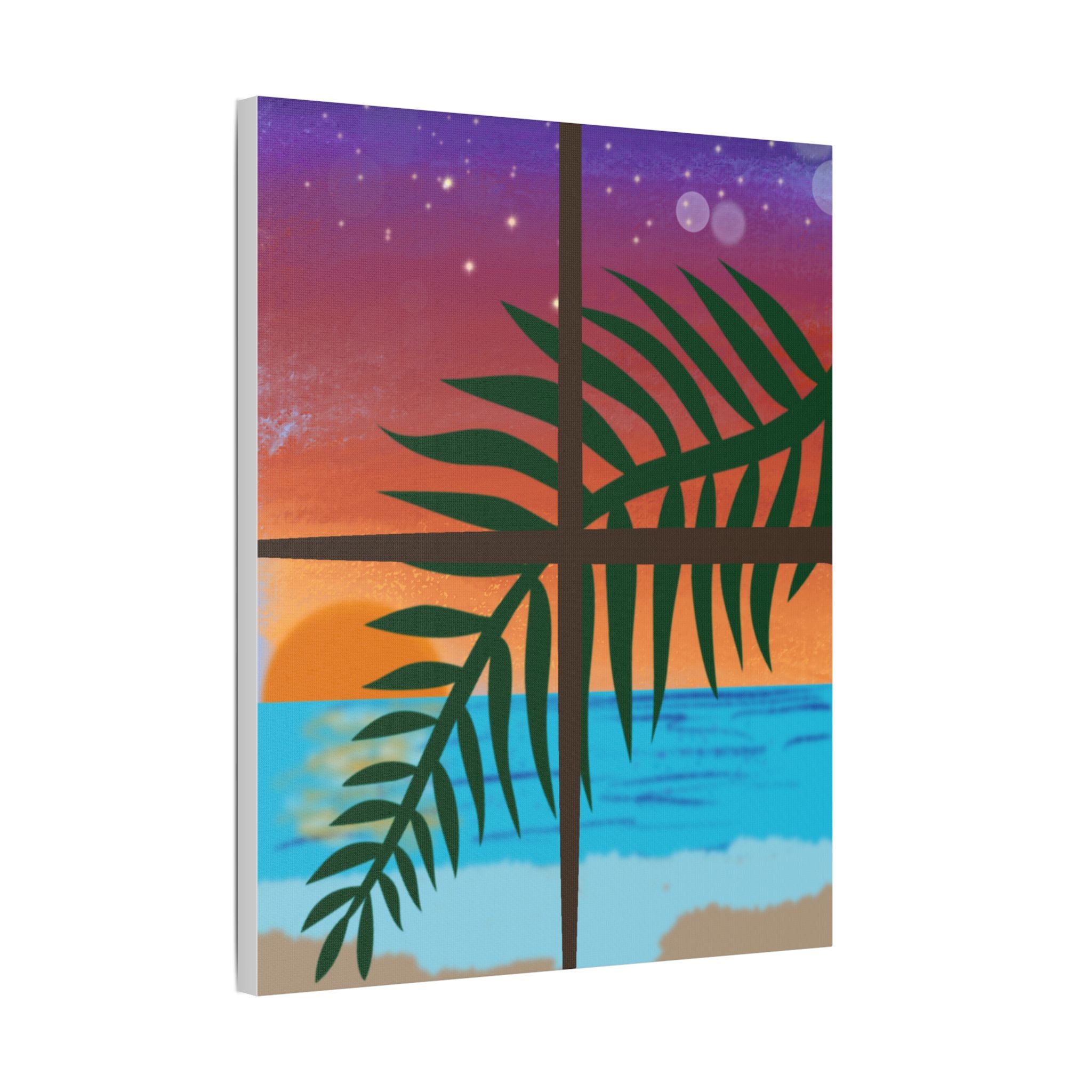 Abstract Rainbow Sunset Splash Satin Canvas Print - Stretched Wall Art