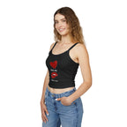 Love Me, Kiss Me Crop Tank — Women's Spaghetti Strap Tank Top