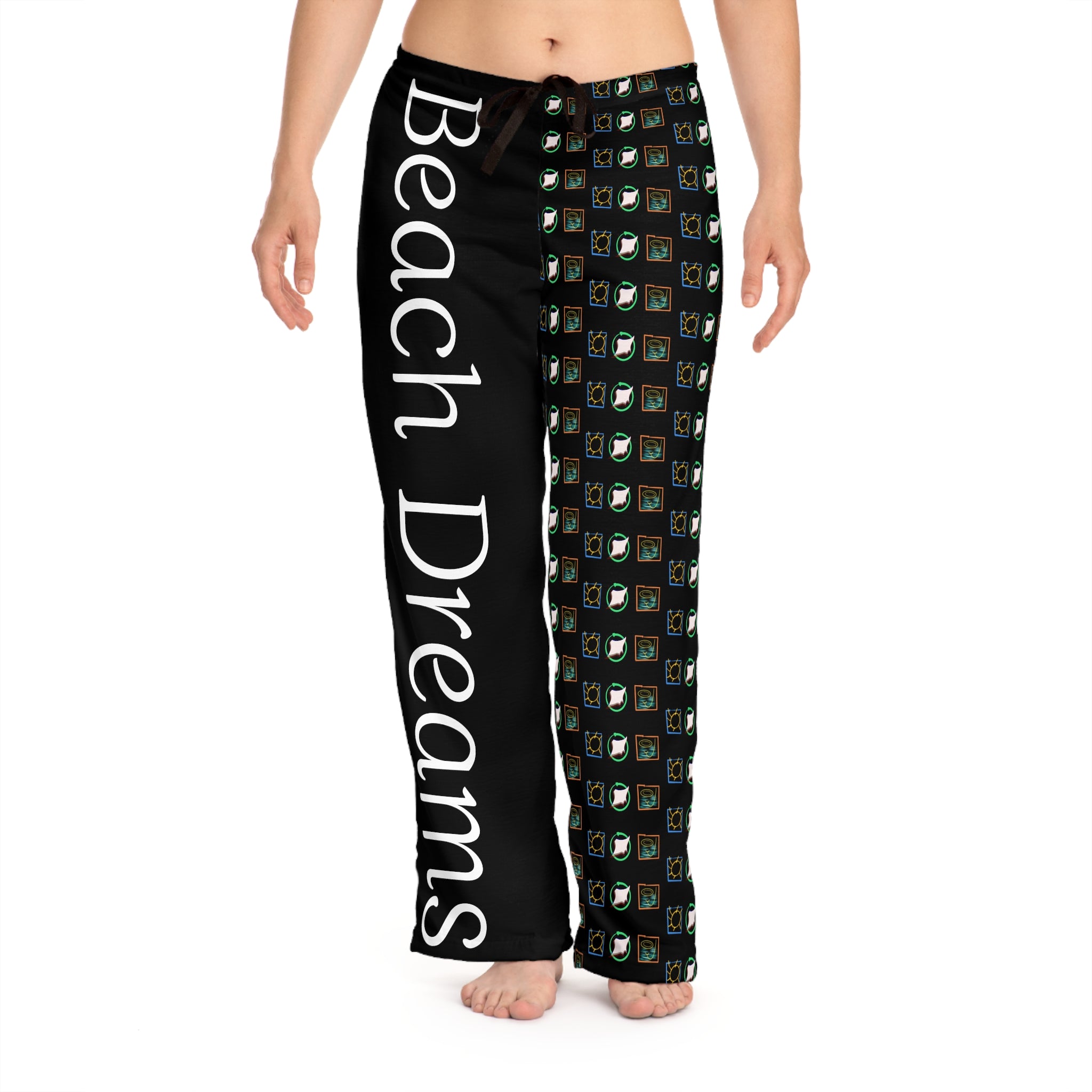 Beach Dreams Pajama Pants — Women's Graphic Sleep Lounge Pants - Black