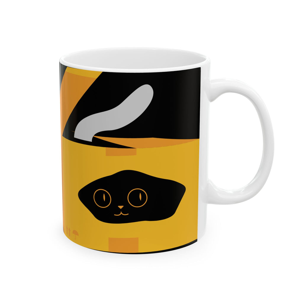 Cat In A Box Ceramic Mug — Cute Animal Coffee Cup (11oz, 15oz)