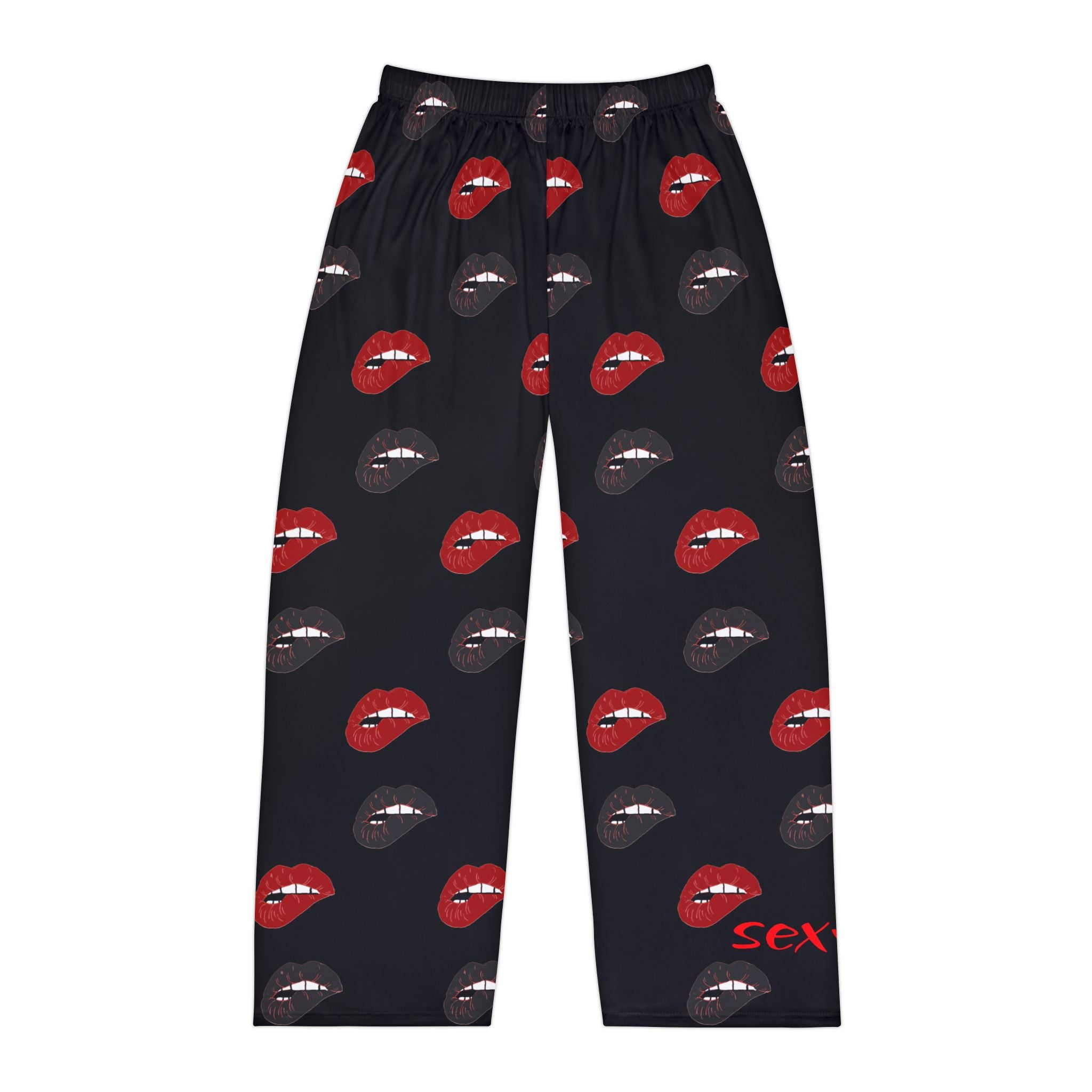 Men's Lip Print Valentine Pajama Pants — Sexy Red & Black Lounge Sleepwear