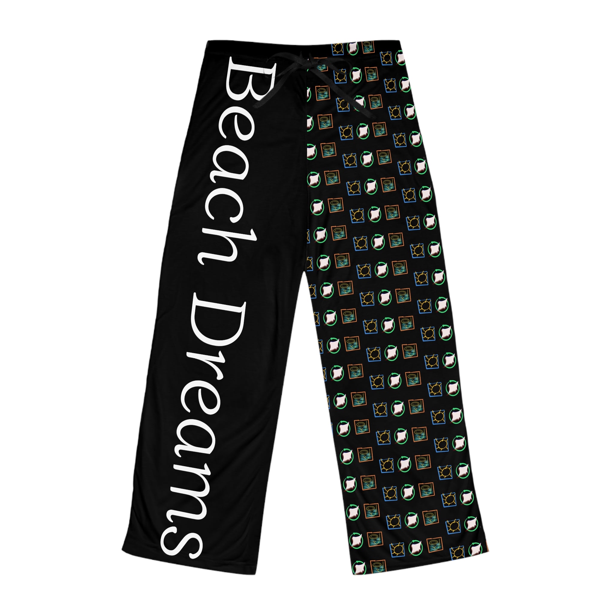 Beach Dreams Pajama Pants — Women's Graphic Sleep Lounge Pants - Black