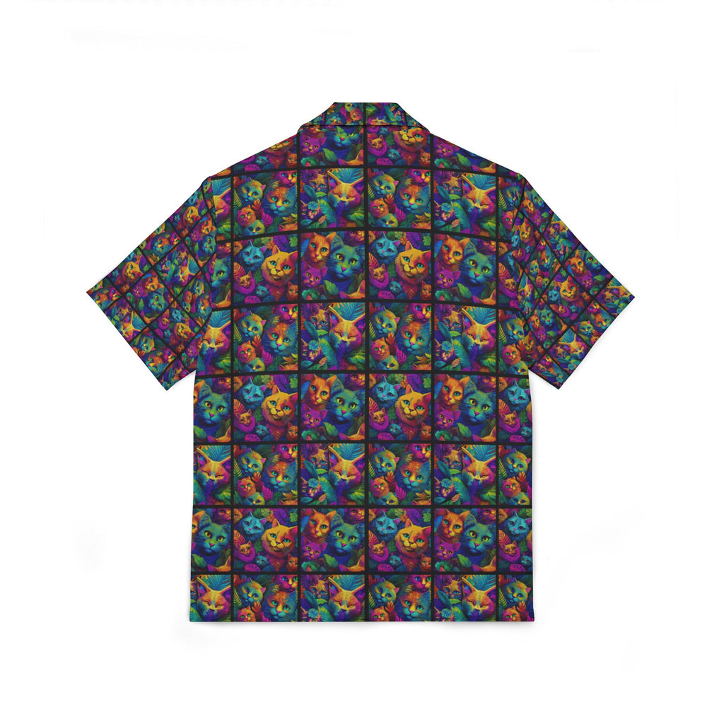 Psychedelic Cat Collage Hawaiian Camp Shirt - Colorful All-Over Print