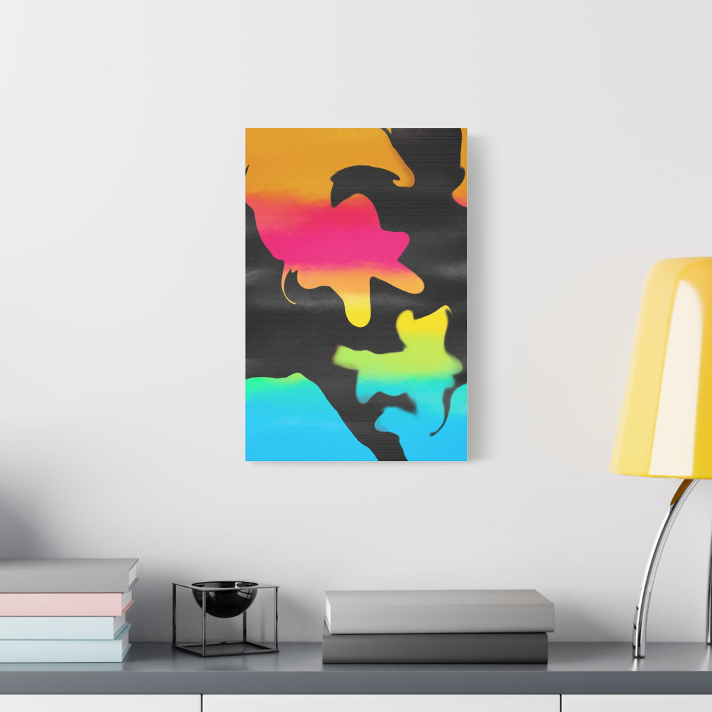 Abstract Rainbow Splash Satin Canvas Print - Stretched Wall Art
