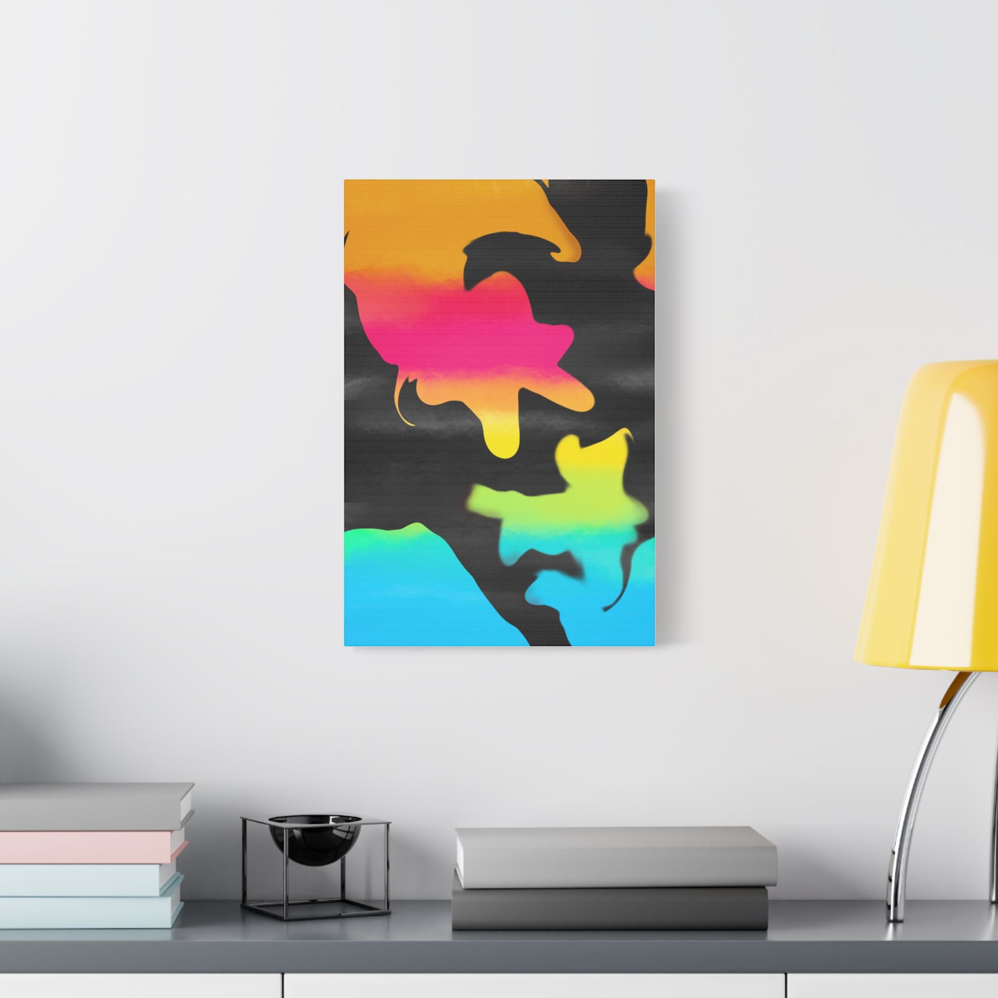 Abstract Rainbow Splash Satin Canvas Print - Stretched Wall Art