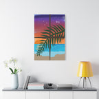 Abstract Rainbow Sunset Splash Satin Canvas Print - Stretched Wall Art